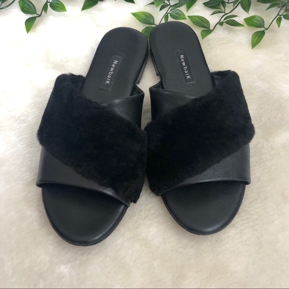 NewBark Shearling Leather Yasmin Slides - Picture 5 of 7